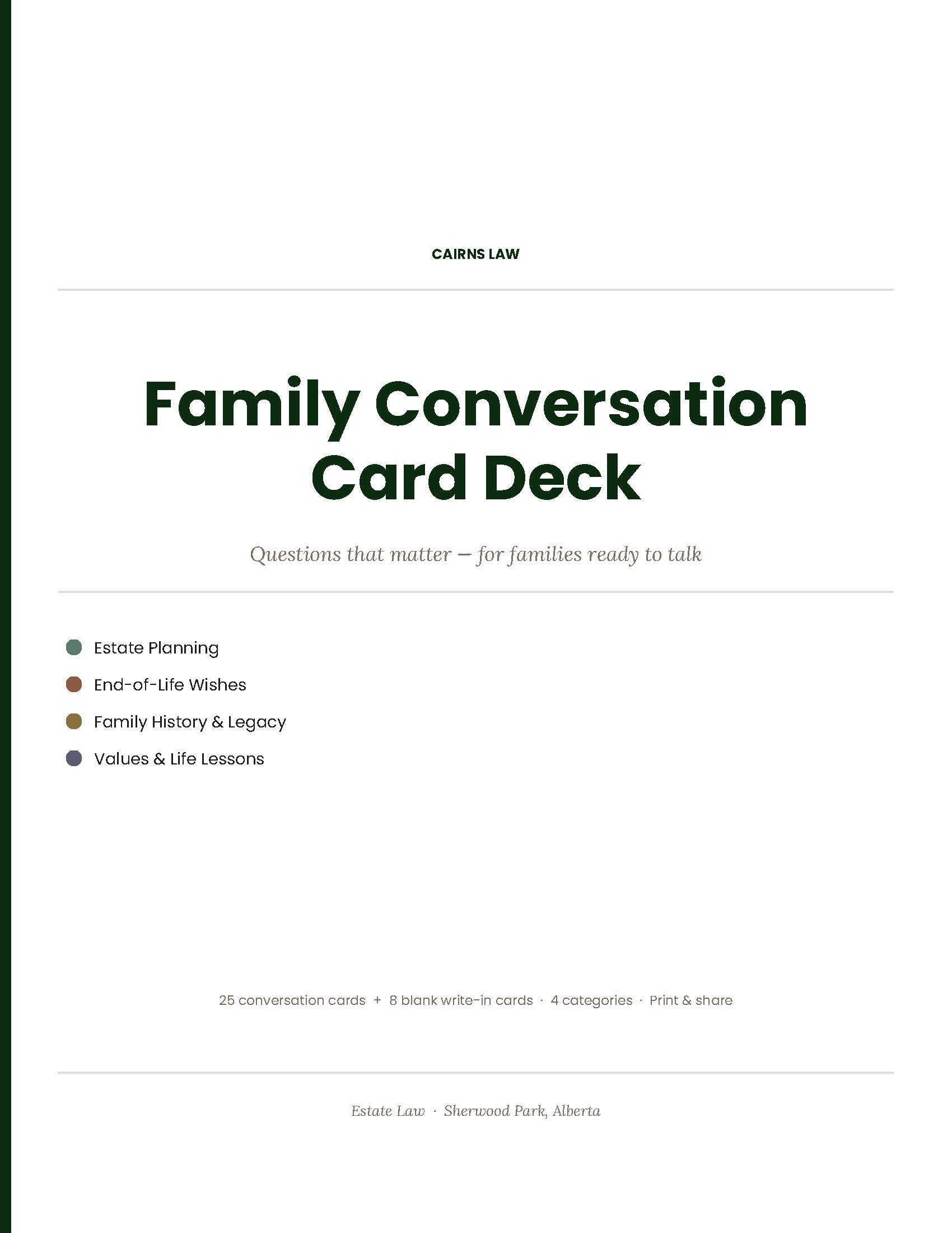 Family Talk Deck (Colour) | Cairns Law | Estate Law | Sherwood Park