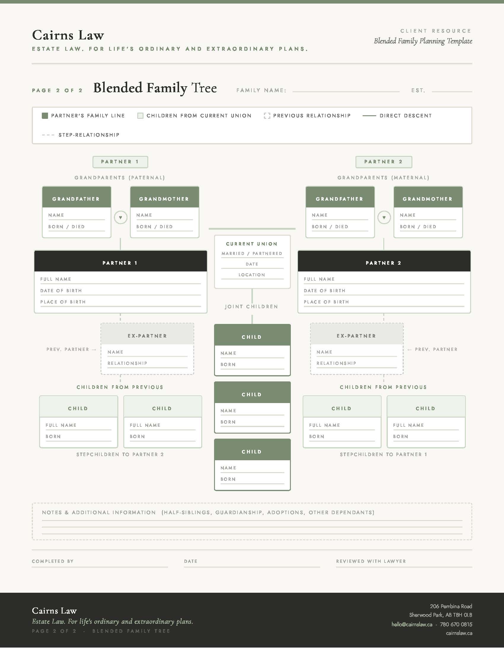 Blended Family Tree Template | Cairns Law | Estate Law | Sherwood Park