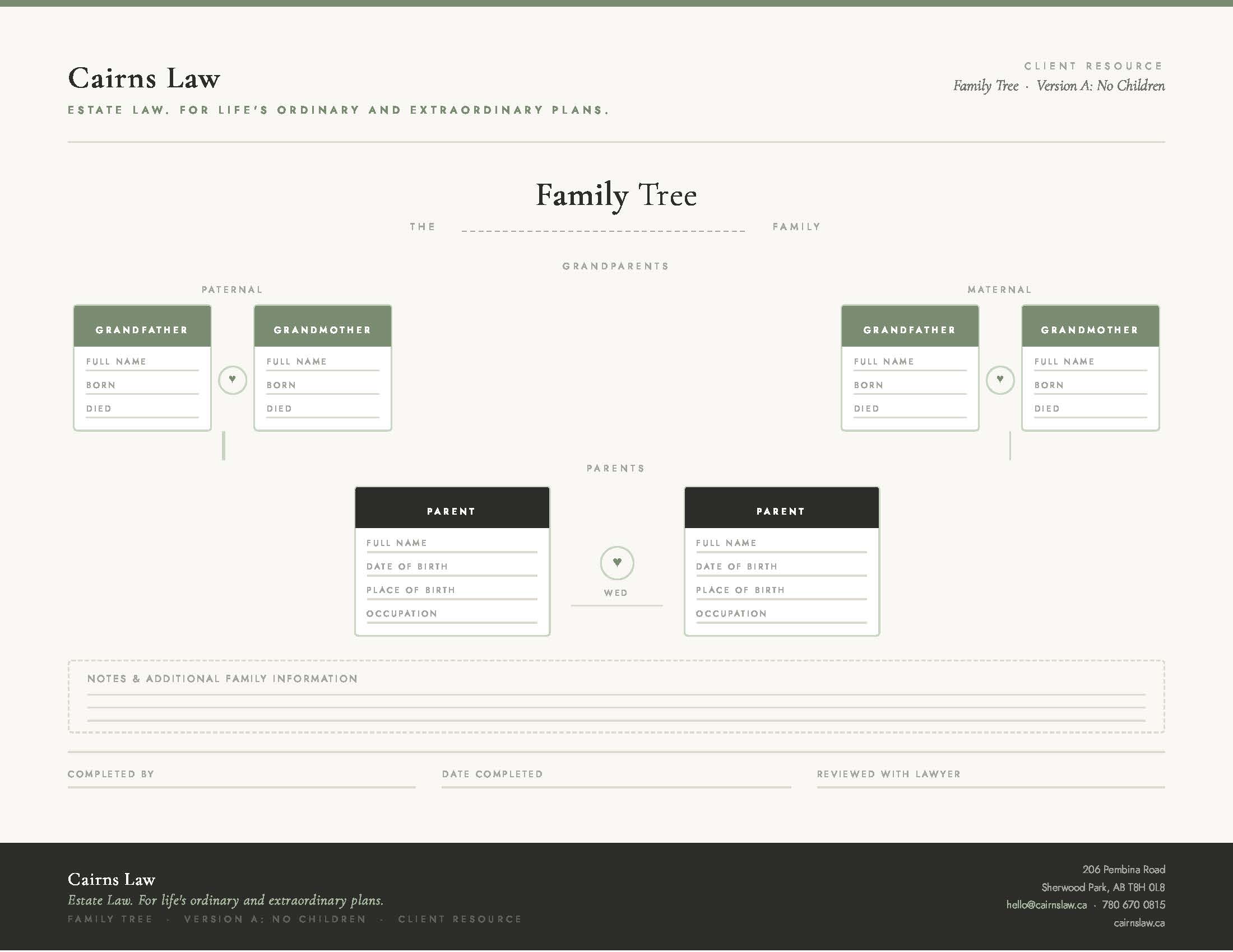 Family Tree Templates | Cairns Law | Estate Law | Sherwood Park